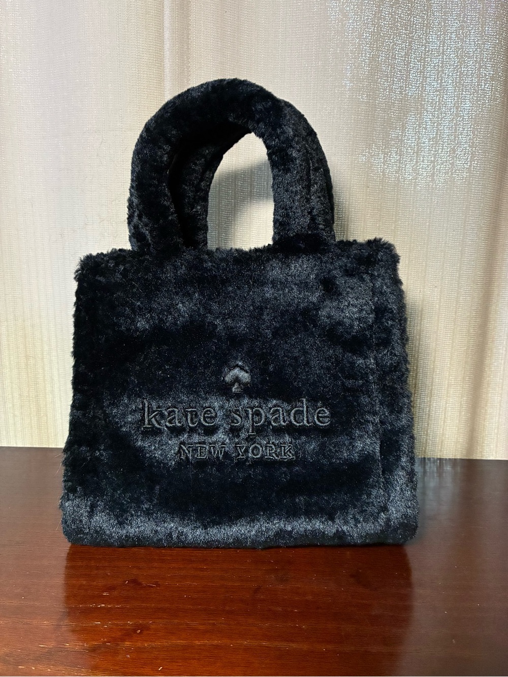Kate Spade Black Faux Fur Tote NWT